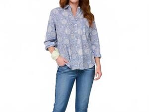 NEW AND FOR GOOD good boyfriend shirt in hydrangea beauty cornflower blue